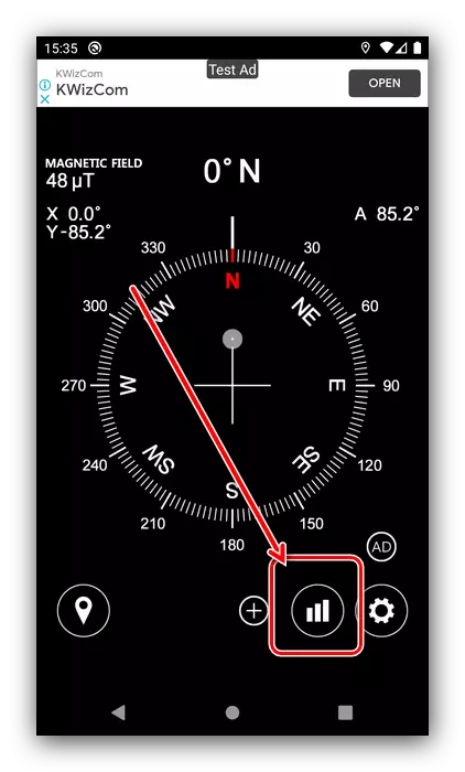 Nelpon liya kanggo calibrating kompas ing Android liwat program pihak katelu
