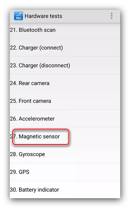 Sensor Diagnostics Item foar kompaskalibraasje op Android fia Engineering Menu