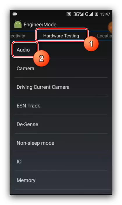 Mở các mục menu kỹ thuật để bật micrô Android