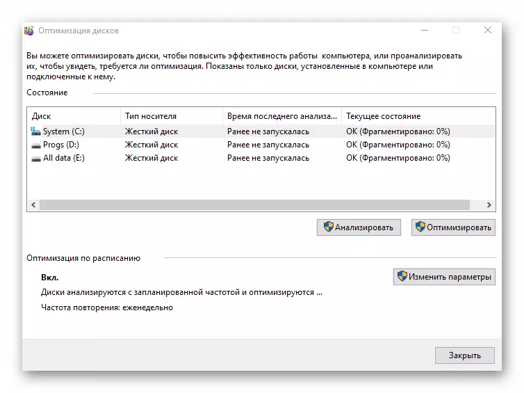 Pengoptimuman pemacu di Windows 10 untuk mempercepatkan kerja komputer riba