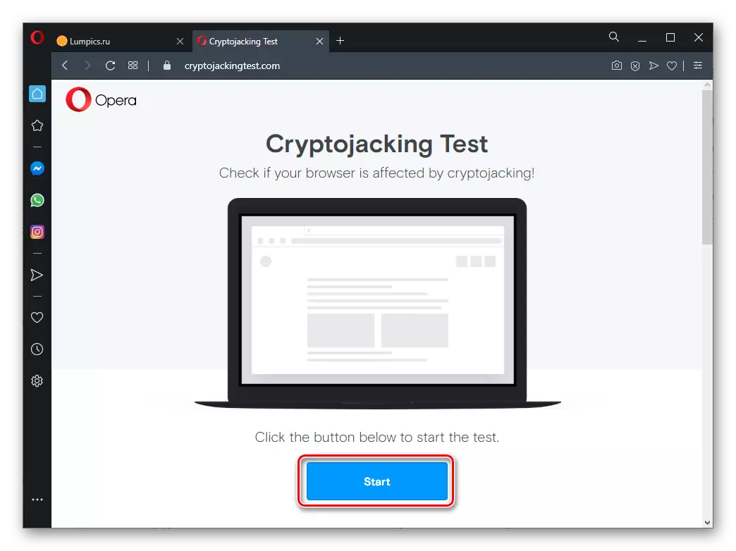 Spustite Cryptojacking Test na kontrolu vírusov v Opera Browser