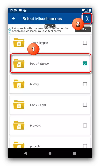 Přidat adresáře do složky Zámek skrýt skryté složky v Android