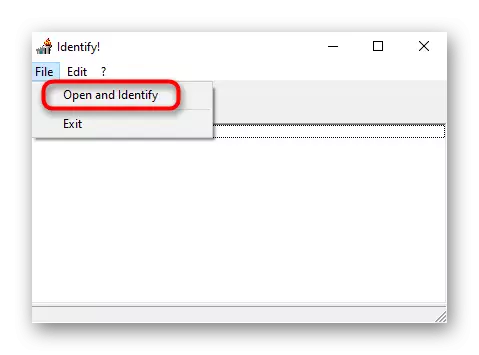 Gå till valet av en fil för att bestämma förlängningen via identifieringsprogrammet i Windows 10