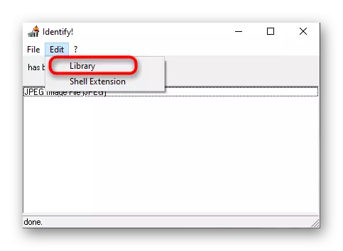 Buka nempo format file perpustakaan di program Identipikasi dina Windows 10