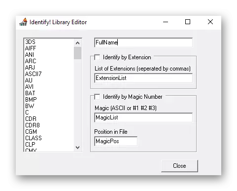 Перегляд бібліотеки форматів файлів в програмі Identify в Windows 10