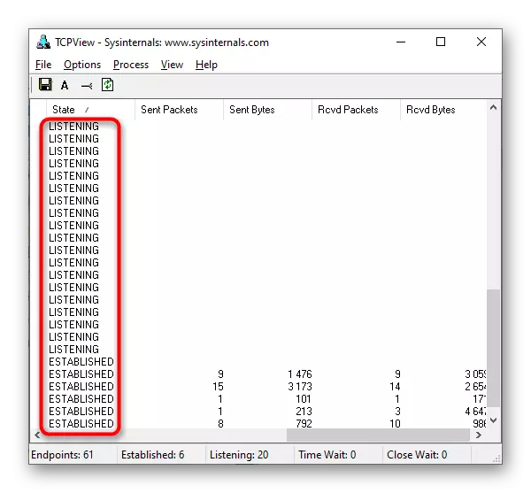 Zobrazení stavu portu prostřednictvím programu TCPVIEW v systému Windows 10