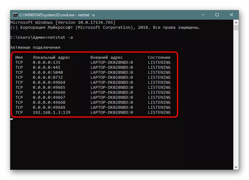 Používanie príkazu NetSTAT na zobrazenie zoznamu otvorených portov v systéme Windows 10