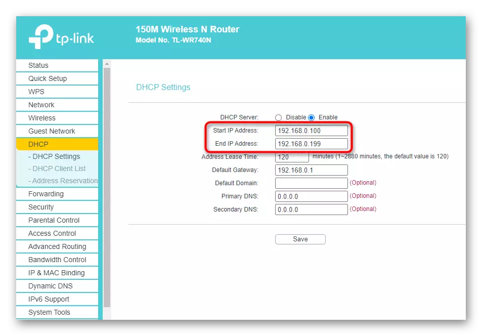 Pag-verify ng mga address sa router upang malutas ang problema ng DHCP ay hindi kasama sa Ethernet network adapter sa Windows 10