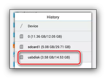 Pagpili sa usa ka drive aron ibalhin ang mga file gikan sa usa ka telepono sa usa ka USB Flash Drive sa Android pinaagi sa OTG