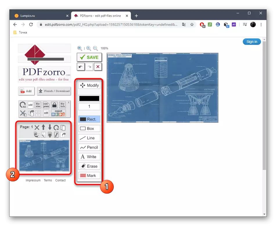 Premikanje med stranmi Multi-Page PDF datoteke prek spletne storitve PDFZorro
