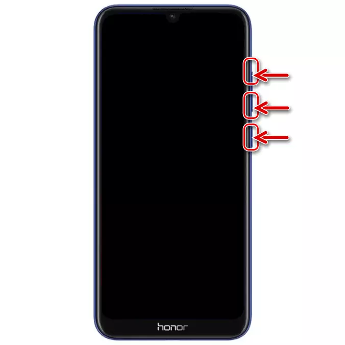 Huawei Honor 8A Запуск працэсу перапрашыўкі з дапамогай апаратных клавіш смартфона