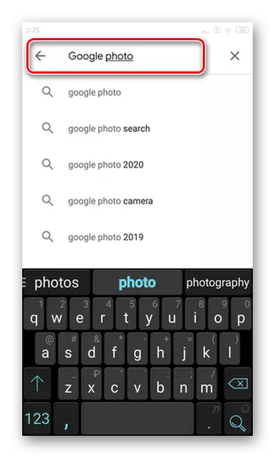 Nella barra di ricerca, inserisci la foto di Google di Google su Android per Android
