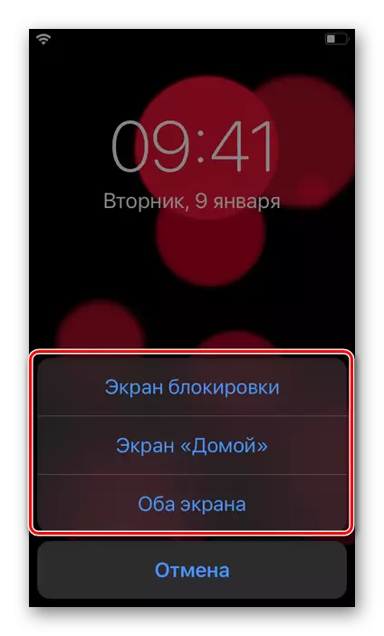Pagpili ng mga pagpipilian para sa pag-install ng mga live na wallpaper sa mga setting ng iOS sa iPhone