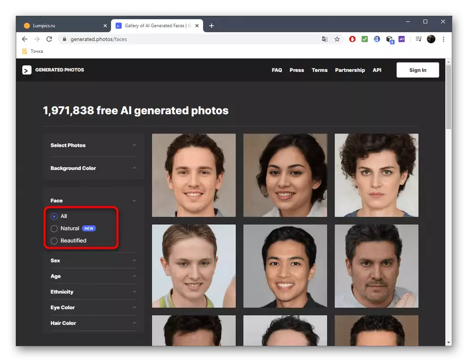 Odabir vrste fotografije lica kroz online usluge generirane fotografije