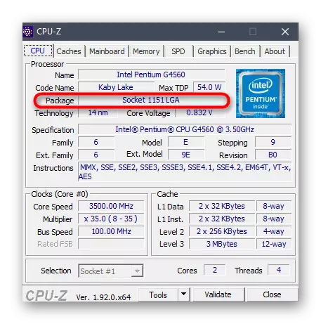 Tingnan ang impormasyon tungkol sa socket ng motherboard sa pamamagitan ng programa ng CPU-Z