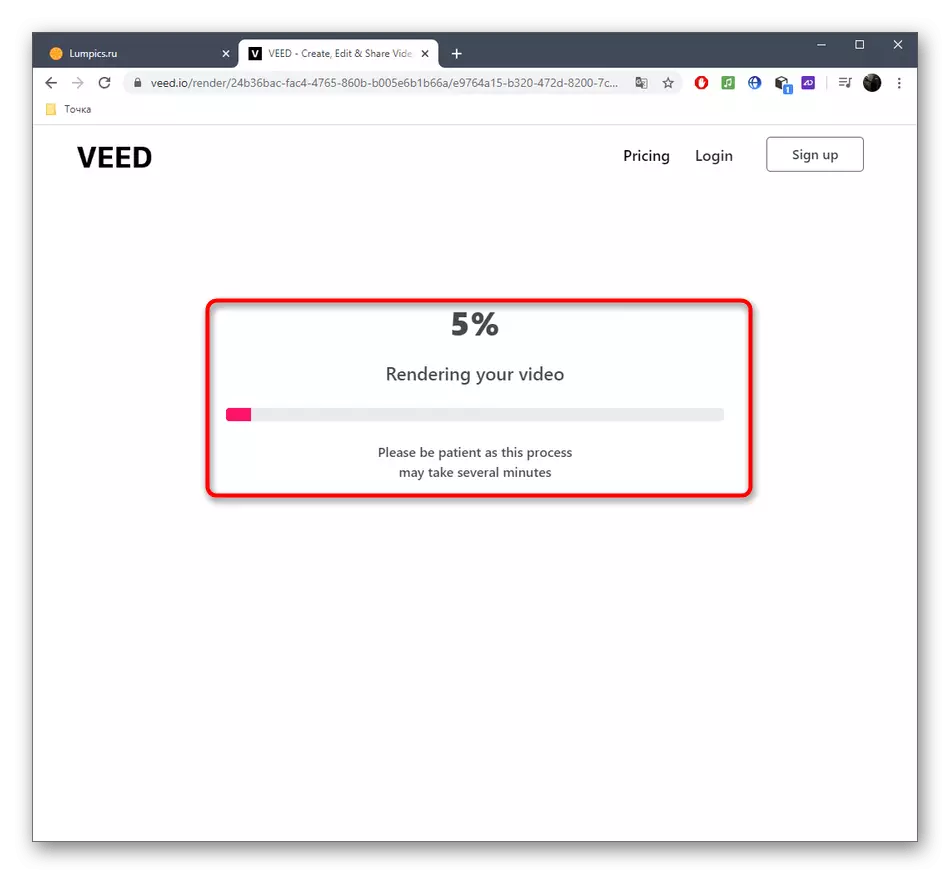Video processing process after applying filters via online service Veed