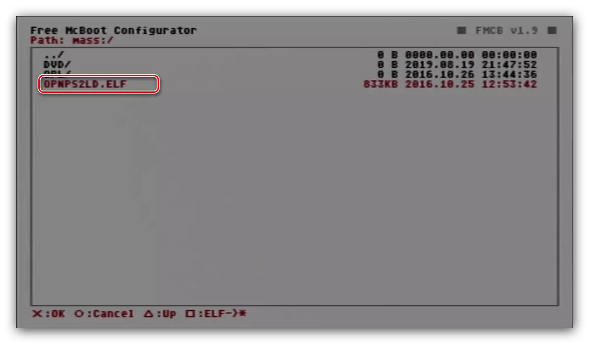 选择OPL可执行文件以在PlayStation 2上使用USB驱动器运行游戏2