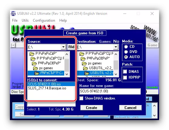 Odaberite ISO u USBUTIL za početak igre s USB pogonom na PlayStation 2