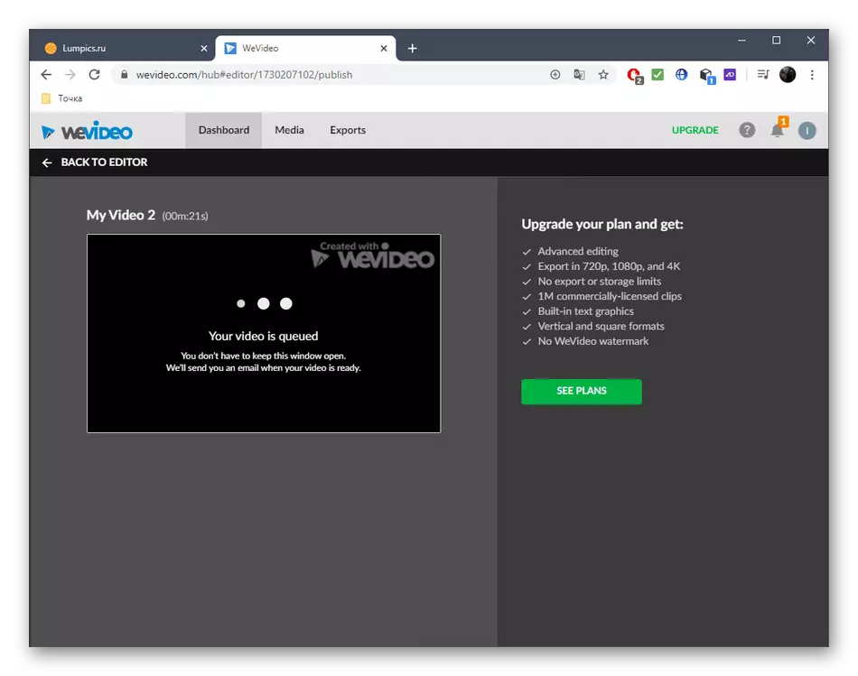 Videoverarbeitung vor dem Speichern in Wevideo Online-Service