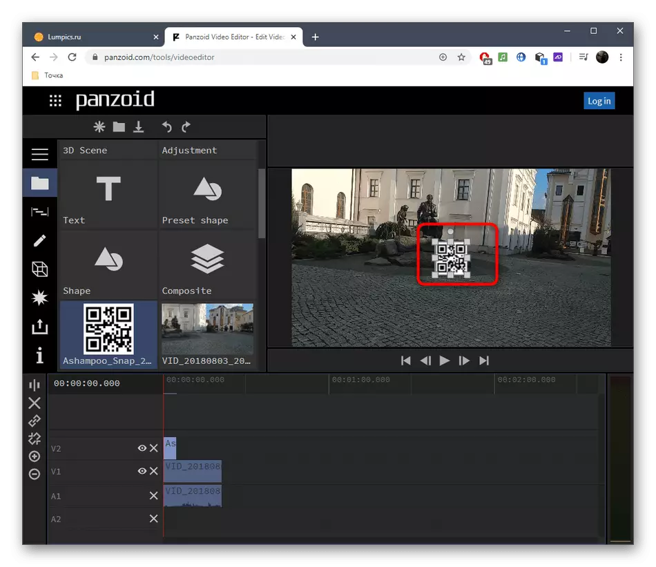 Impostazione della posizione dell'immagine nel video attraverso il servizio online Panzoid