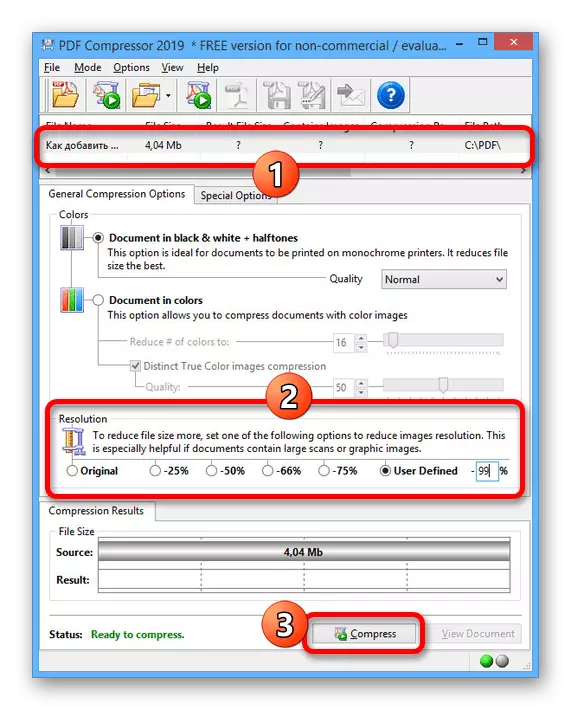 Wielt d'Qualitéit vun der PDF Datei am fortgeschratte PDF Kompressor