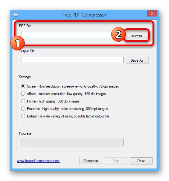 Prepnite na výber súboru PDF vo voľnom kompresore PDF