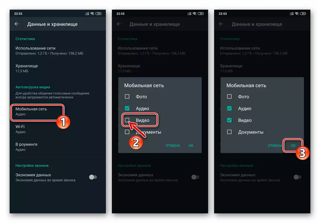 Android এর জন্য হোয়াটসঅ্যাপ - মোবাইল ডেটা ট্রান্সমিশন নেটওয়ার্ক থেকে মেসেঞ্জার থেকে Autoloading ভিডিও সক্ষম করার