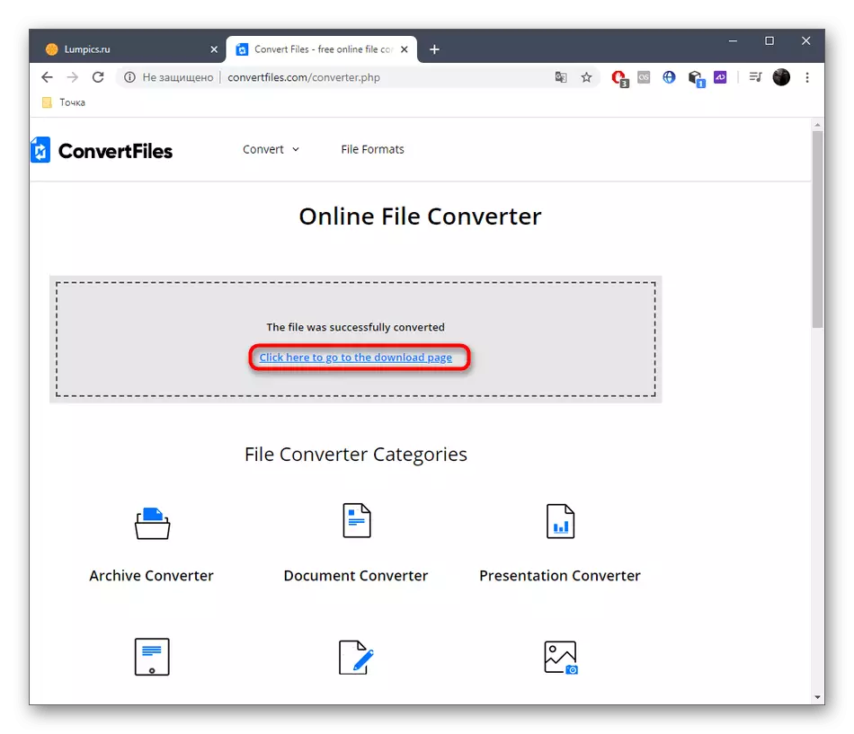 Ga naar het downloaden van het bestand na het converteren van MKV in AVI via de ConvertFiles Online Service