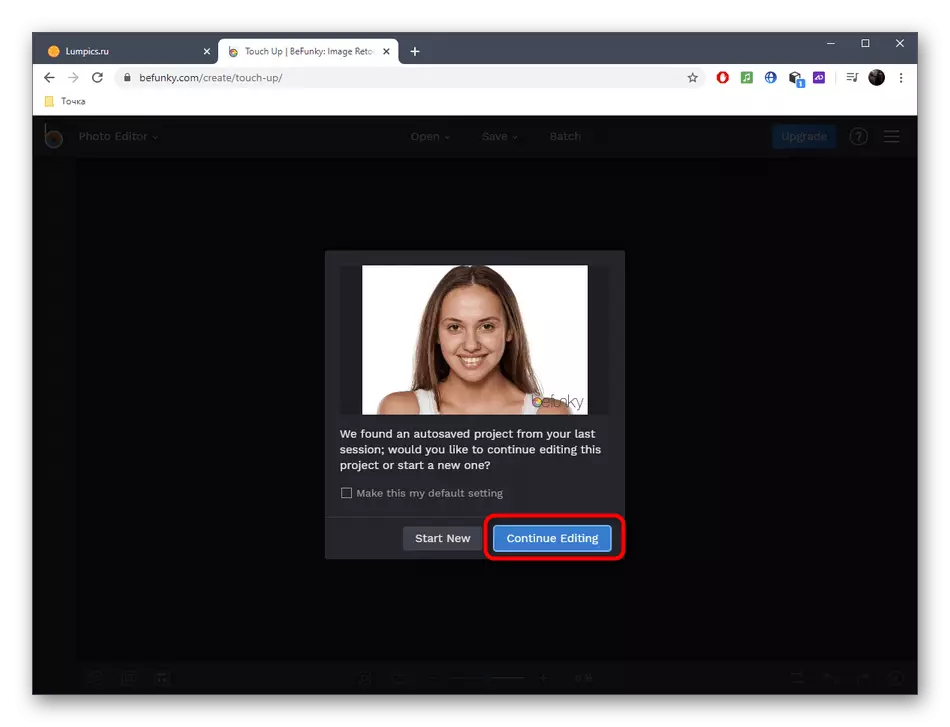 Selecció d'una plantilla o carregar una imatge per a l'edició d'una cara en una foto a través del servei en línia befunky
