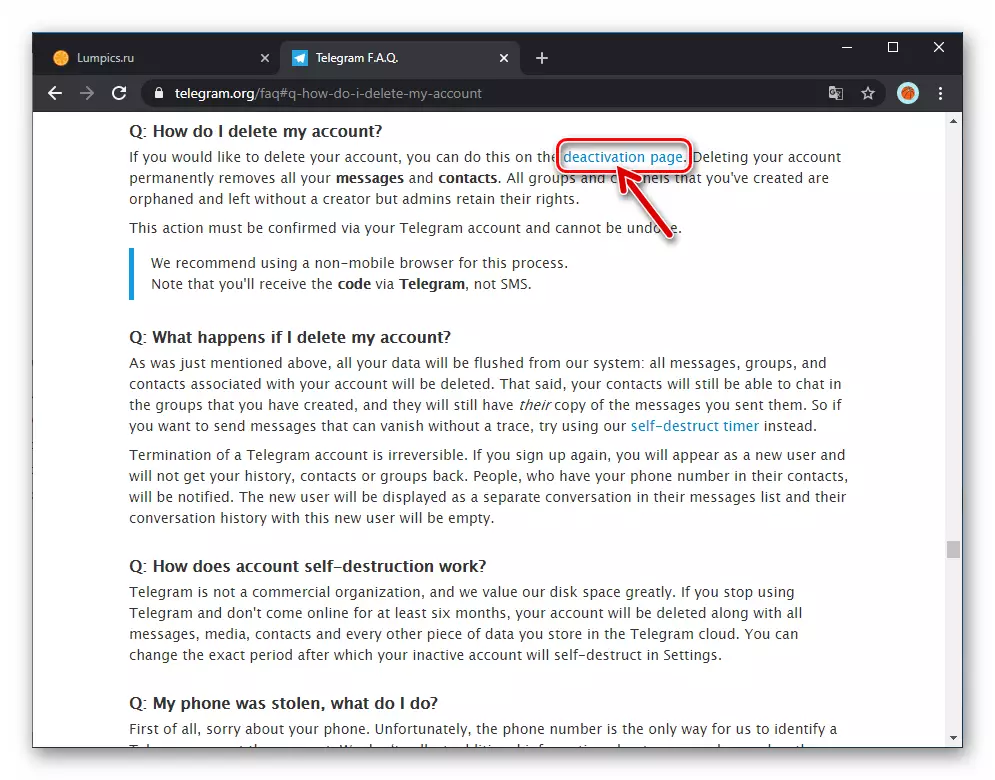 Telegram untuk Peralihan Windows ke Akaun Diaktifkan di Messenger dari Laman Web FAQ