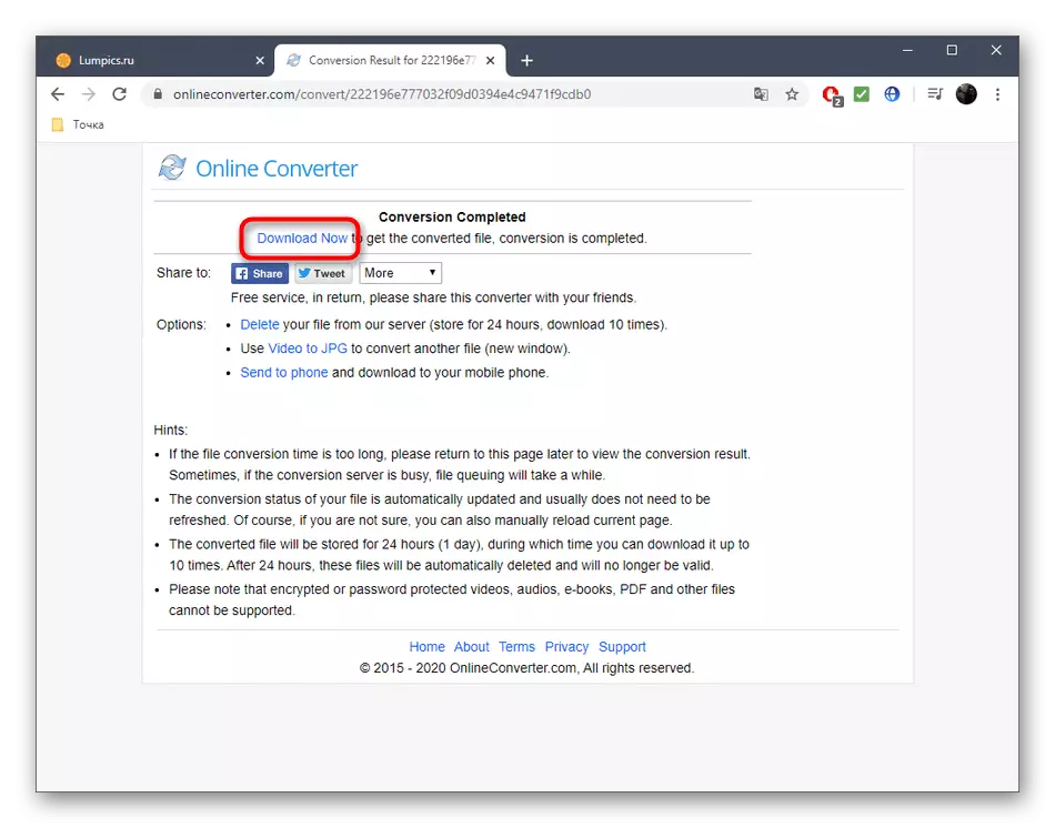 Download video efter sammenbrud på rammer via Online Service Online Converter
