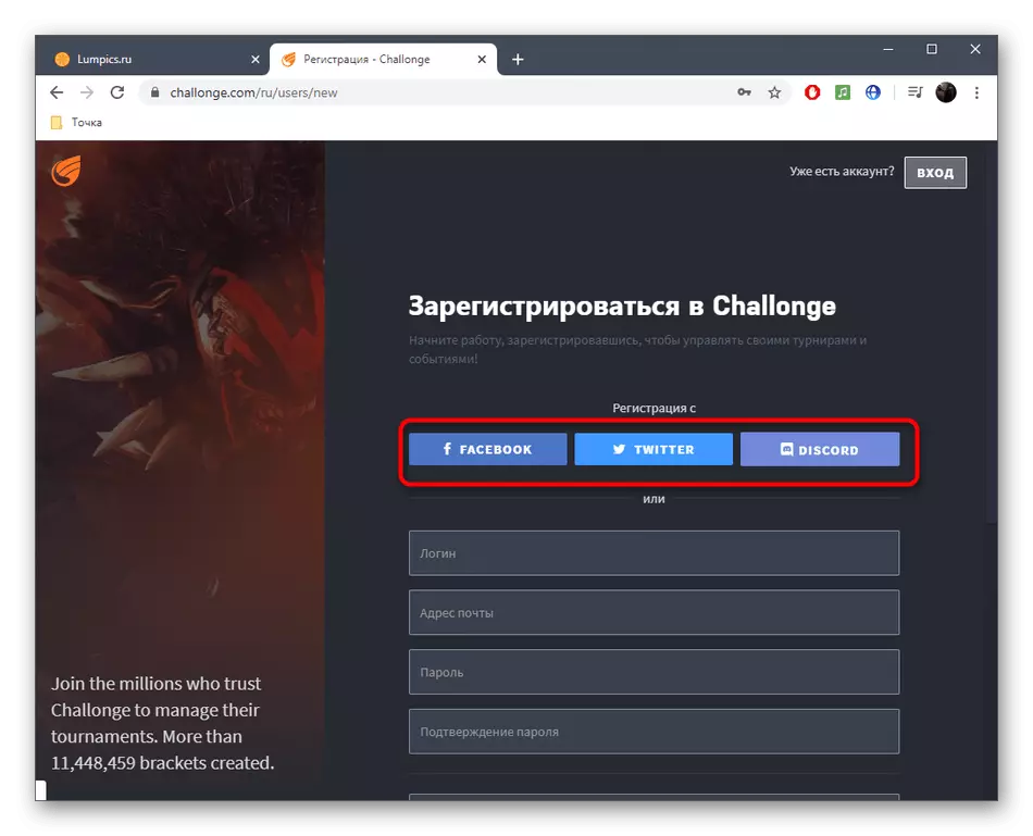 Registrácia v online službách ChallOngege na vytvorenie turnajovej siete