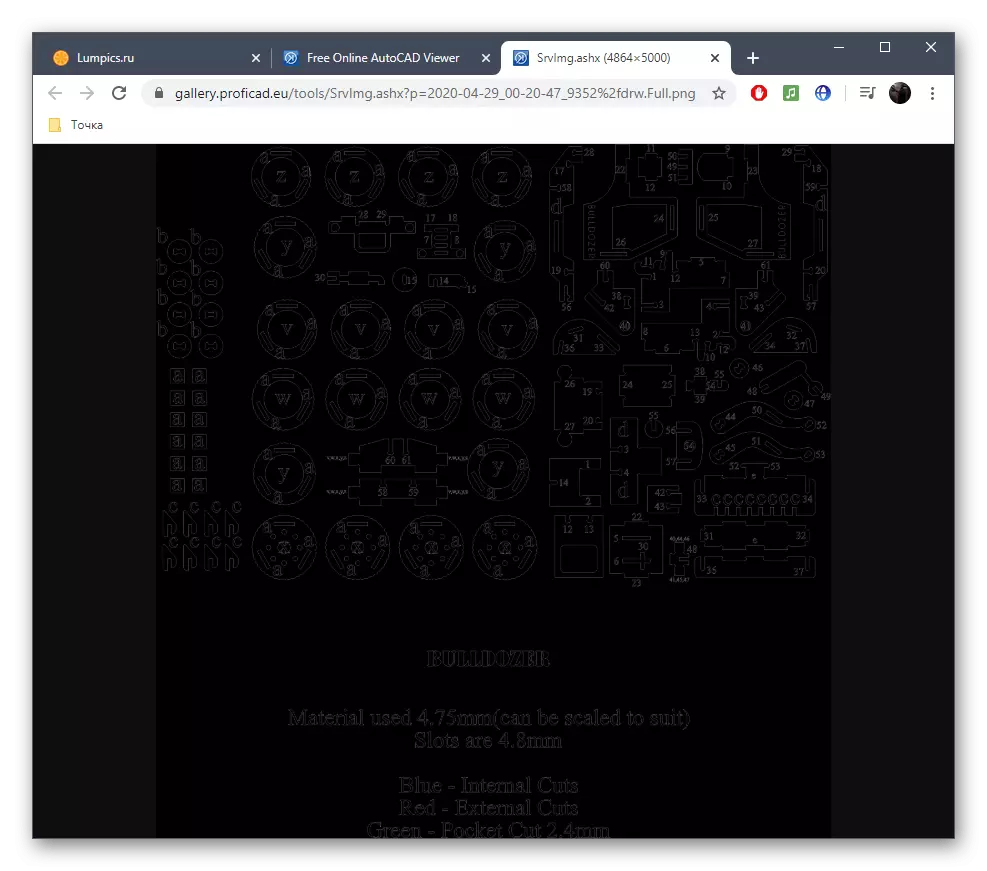 Vebijêrin ku pelê DXF bi rêya Karûbarê Online Proficad-ê di tabloyek cuda de