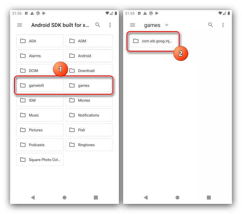 Exemplos de diretórios para acessar arquivos de poupança do Android local