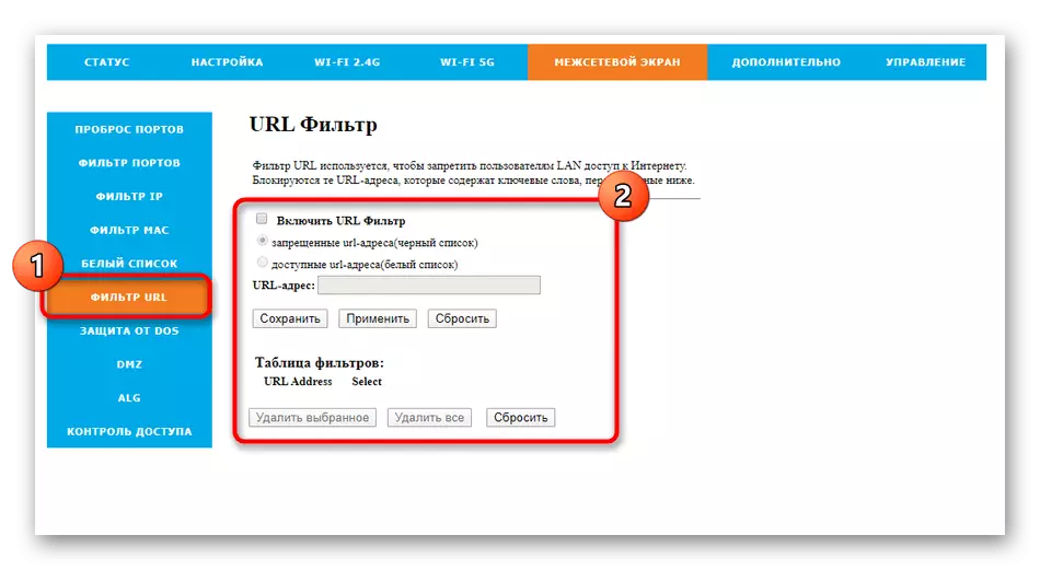 Configurazione delle regole del filtro del dominio attraverso l'interfaccia Web Rotek RX-22200 per Tattelecom