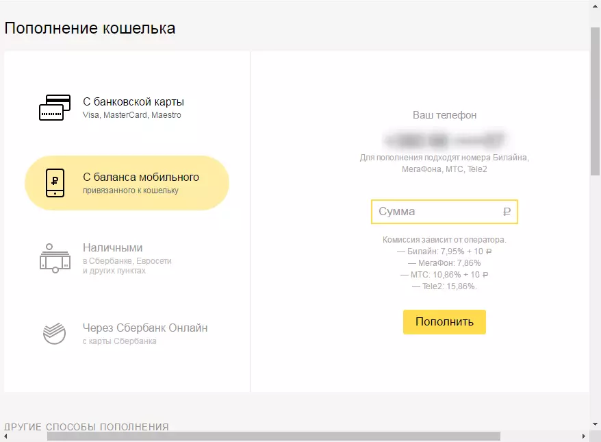 Kuidas täiendada oma rahakoti Yandexi raha 3