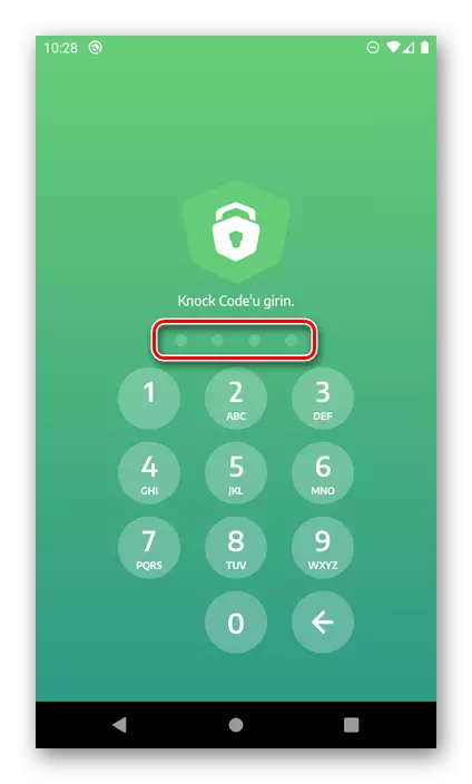 Ingresando un código PIN para ejecutar Aplock Applock en Android