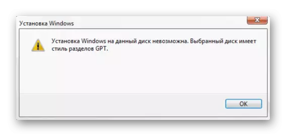 Hitilafu ya ufungaji wa Windows 10 kwa diski na sehemu za GPT