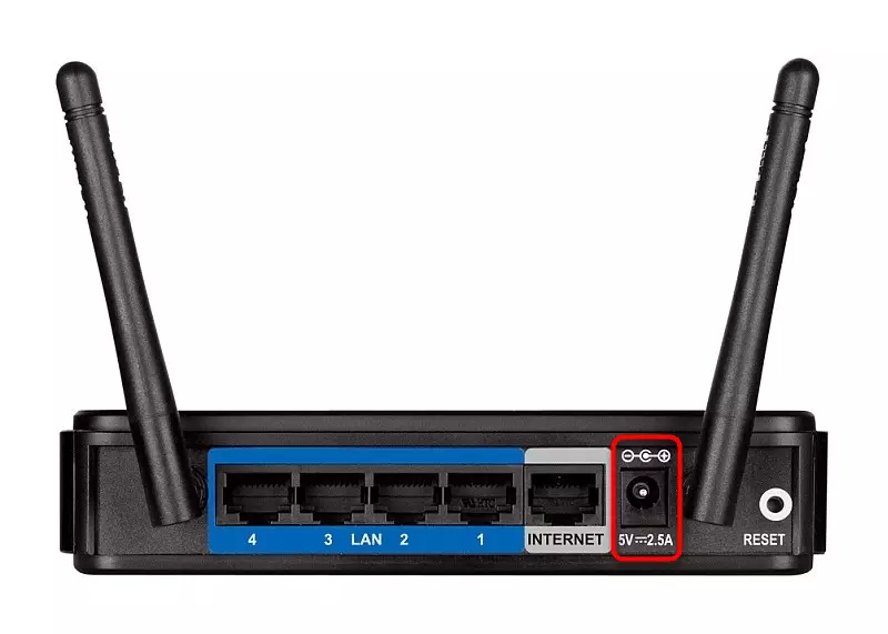 Detecció del port per connectar el cable d'alimentació al router D-Link
