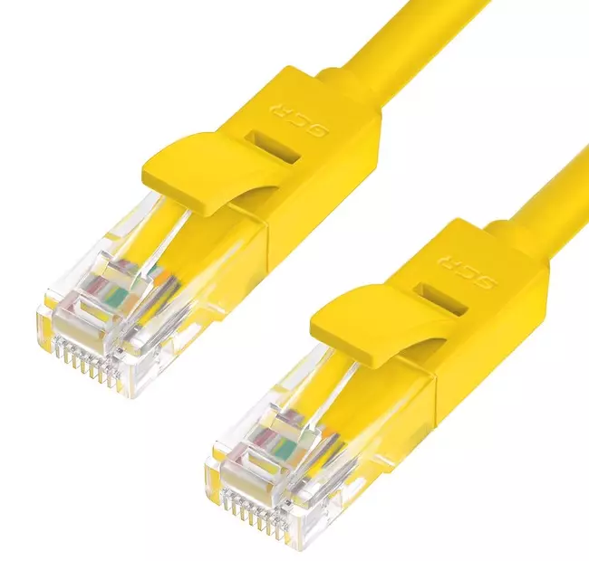 Kërkoni për një kabllo të rrjetit lokal për të lidhur routerin D-Link në një kompjuter