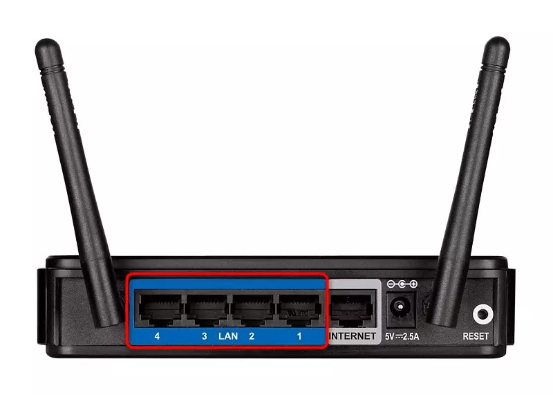 Lidhja e një kablli të rrjetit lokal në një router D-Link kur lidhet me një kompjuter