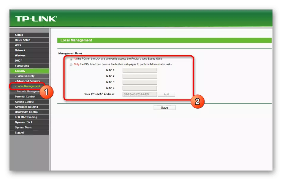TP-LINK TL-WR940N web interface ၏ဒေသန္တရအုပ်ချုပ်ရေးချိန်ညှိချက်များကိုသတ်မှတ်ခြင်း