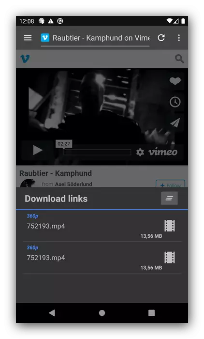 Video laadimine Android IDM-i allalaadimishalduris - Download Manager Plus