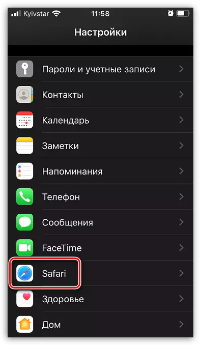Mga setting ng browser ng Safari sa iPhone