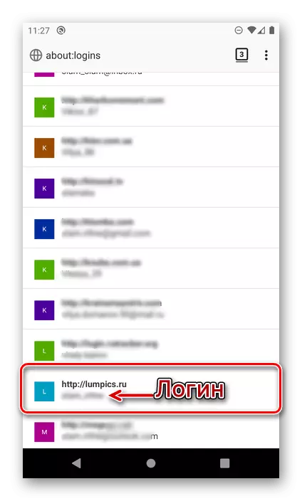 Izbira mesta, da si ogledate geslo v brskalniku Mozilla Firefox na Androidu