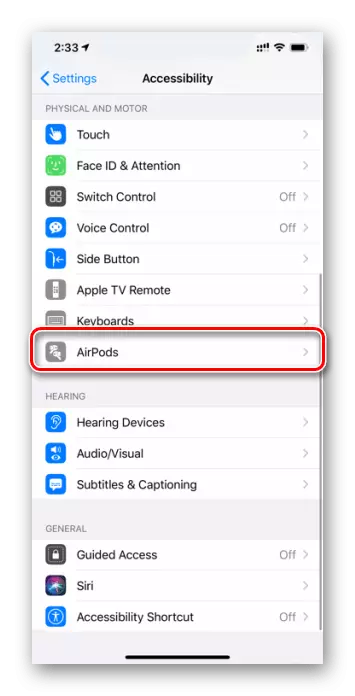 Пребарај ги слушалките на Airpods во поставките на универзалниот пристап до iPhone