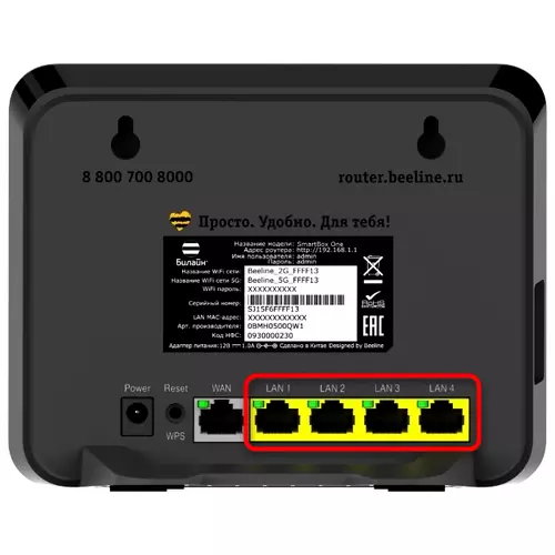 Conectores para conectar el enrutador SmartBox de Beeline a la red local