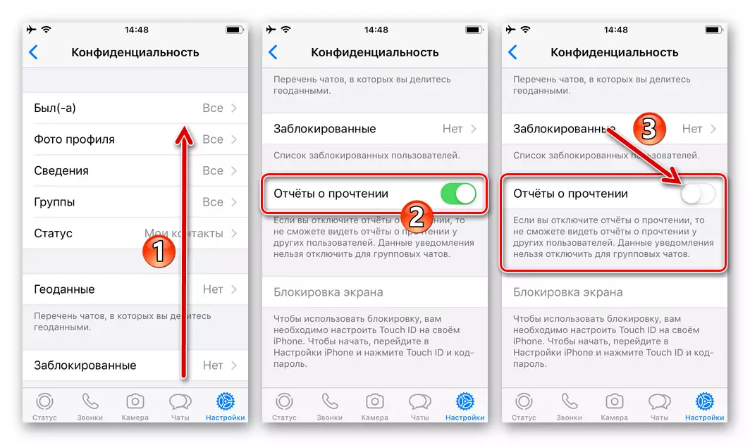 WhatsApp untuk iPhone menonaktifkan laporan untuk membaca pesan dalam pengaturan messenger