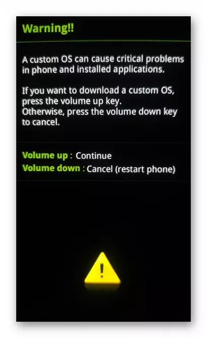 Samsung Galaxy S4 GT-i9500 Զգուշացում Նախքան բեռնել ռեժիմում համար որոնվածը միջոցով ODIN