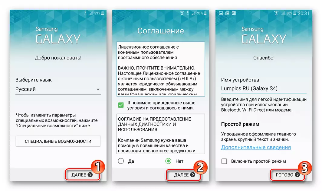 Samsung S4 GT-I9500 Configuration initiale OS Android après avoir installé un micrologiciel multifile via ODIN